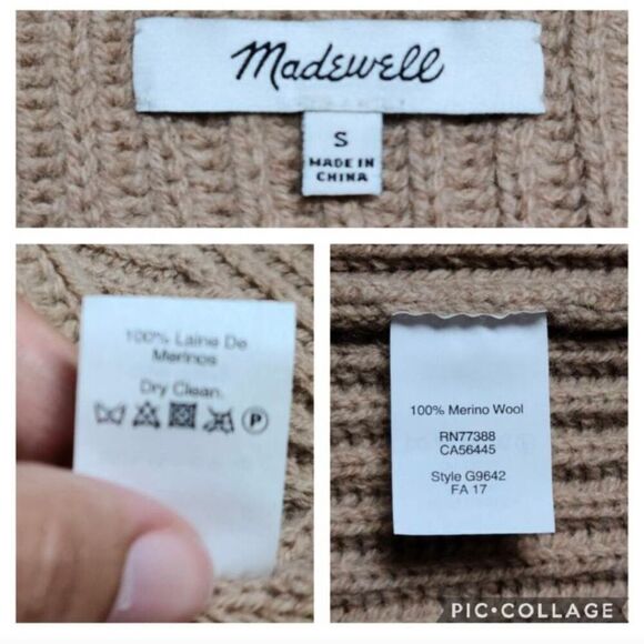 Madewell Camel Merino Wool Tunic Knit Sleeveless Tank Sweater Dress Size Small - Picture 11 of 12